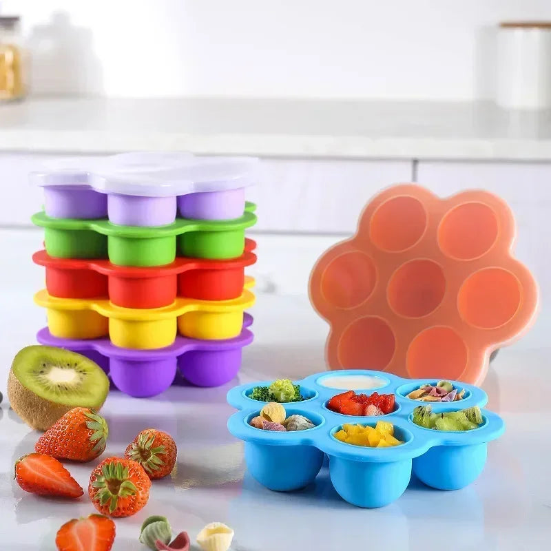 Silicone 7-Hole Egg Bite Mold with Lid | BPA-Free Food Tray