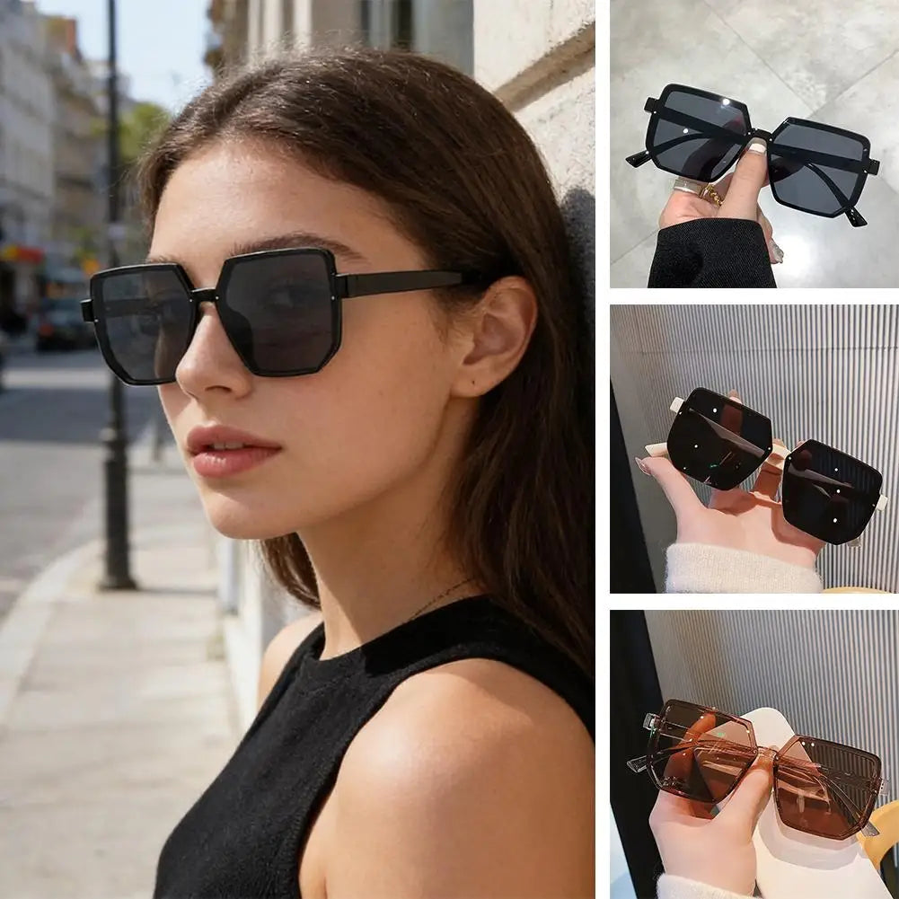 Oversized Square Rimless Sunglasses UV400 – Unisex Vintage