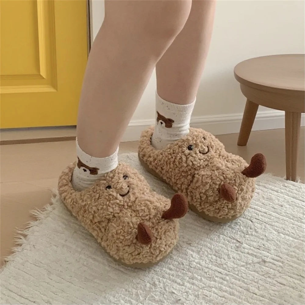 Women's Cartoon Plush Winter Slippers | Cozy Non-Slip House Shoes