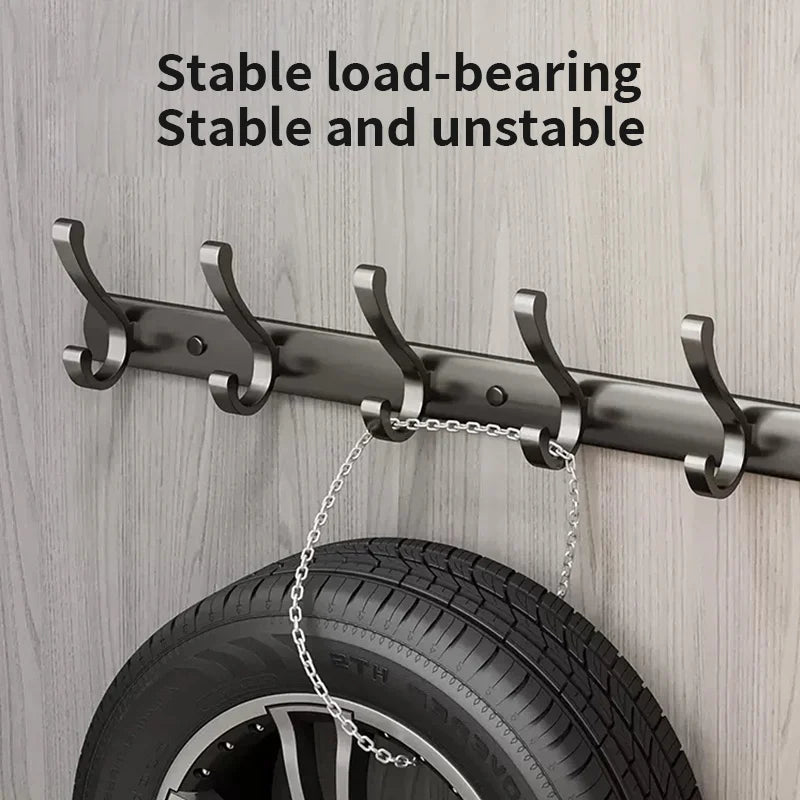 YUNJIEYA 6-Hook Aluminum Wall Rack | Bathroom & Kitchen Hooks
