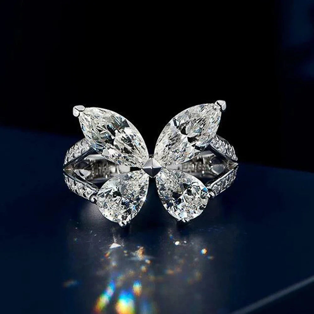 Huitan Butterfly Cubic Zirconia Ring for Women | Wedding Jewelry