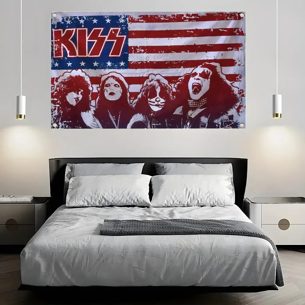 KISS Band Flag – Wall Banner for Bedroom & Concerts | 6 Sizes