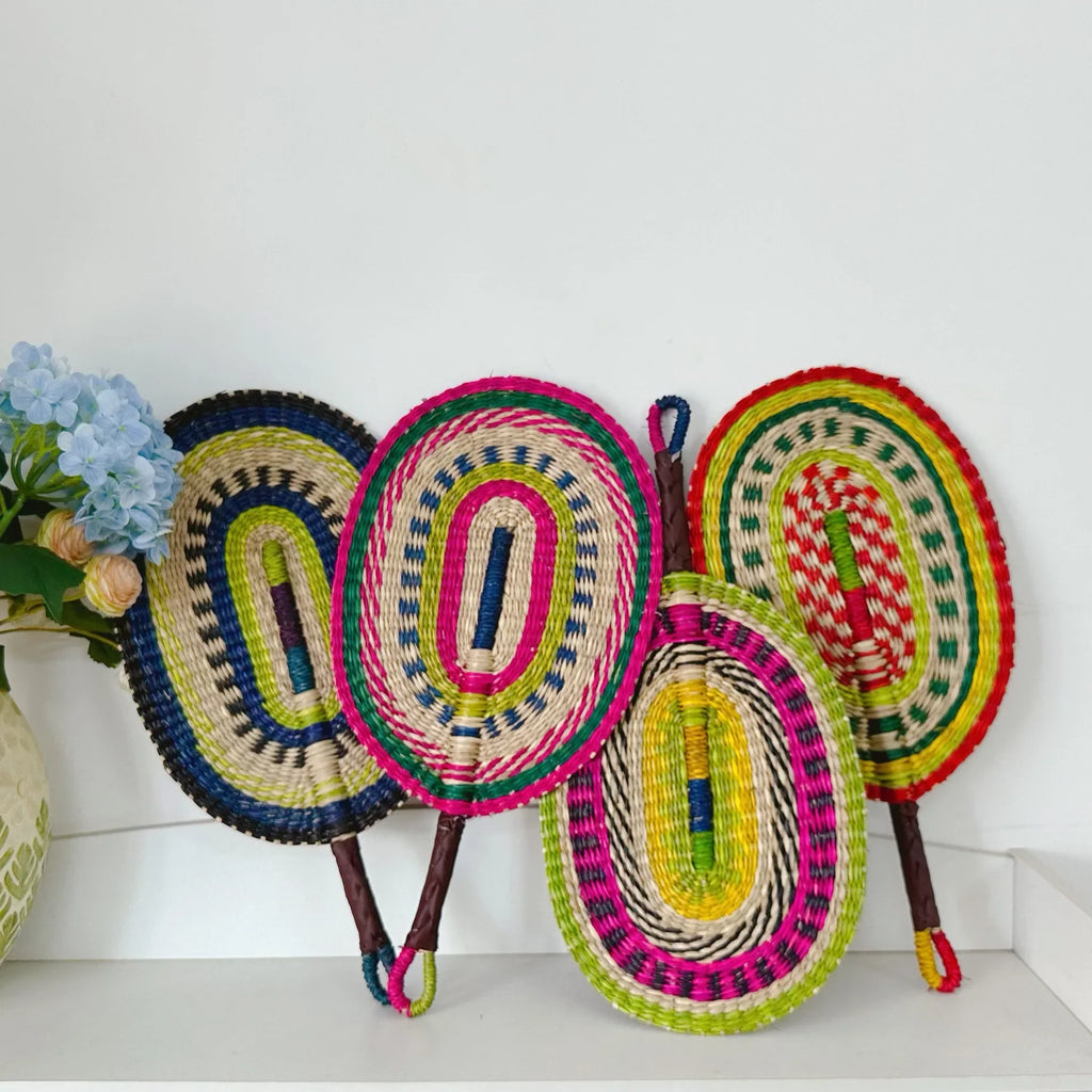 Woven Straw Fan Summer Cooling Grass Handwoven Handmade Nordic
