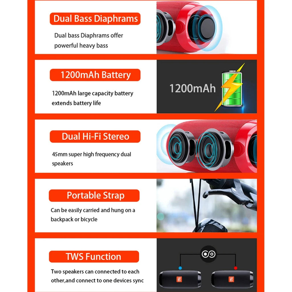T&G TG365 10W Portable Bluetooth Speaker | Waterproof FM Radio