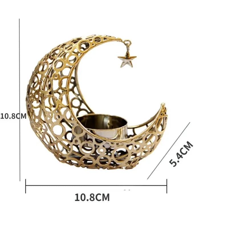 Ramadan Moon Metal Candle Holder – Eid Mubarak Home Decor