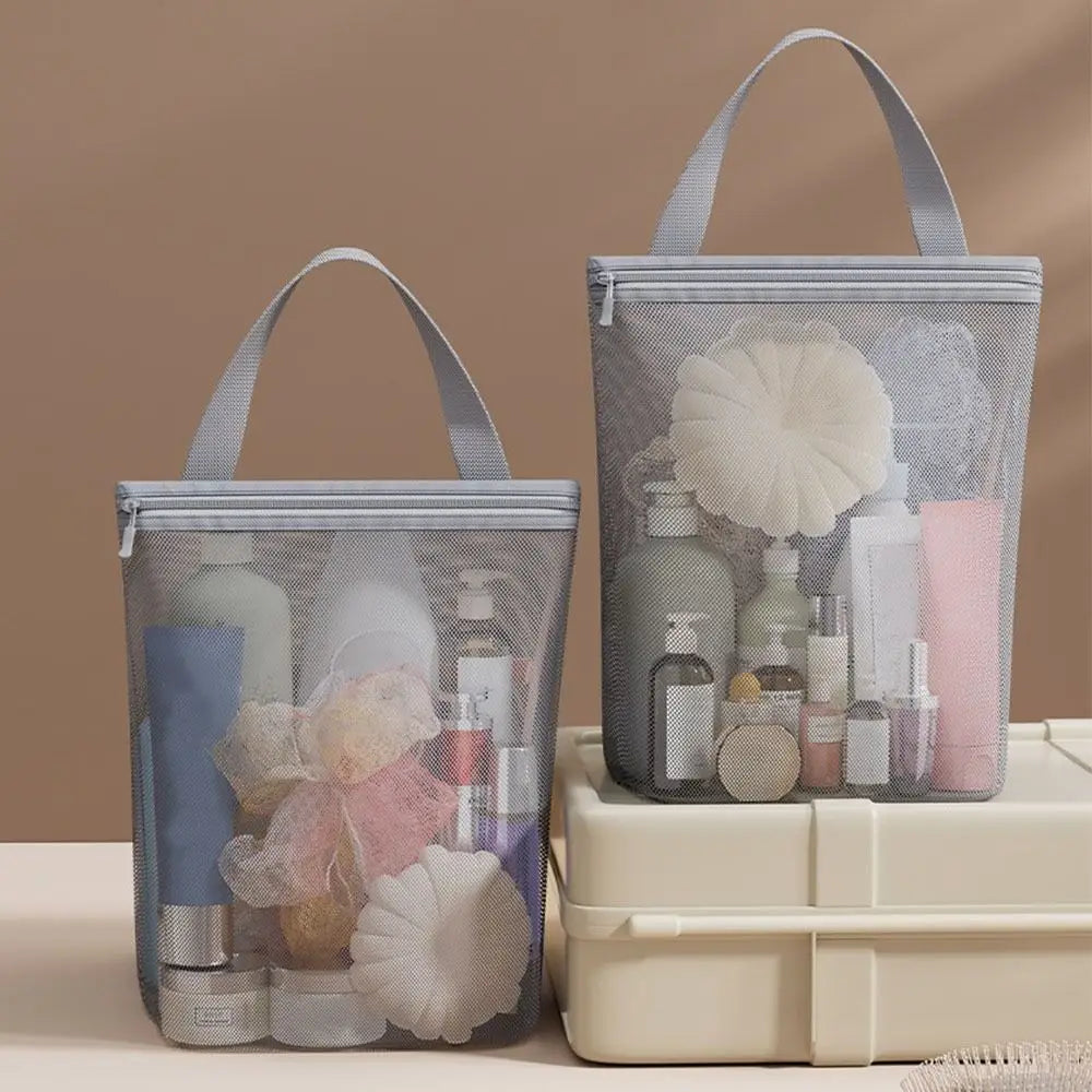 Hanging Mesh Toiletry Bag – Breathable Zipper Organizer