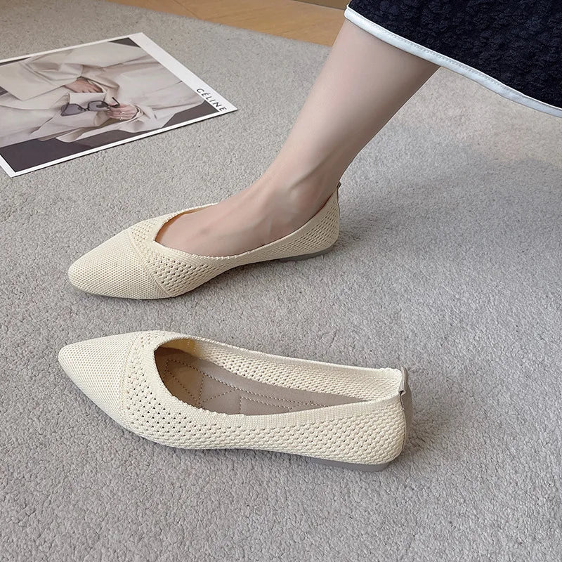 Women's Breathable Mesh Ballet Flats – Slip-On Comfort Loafers