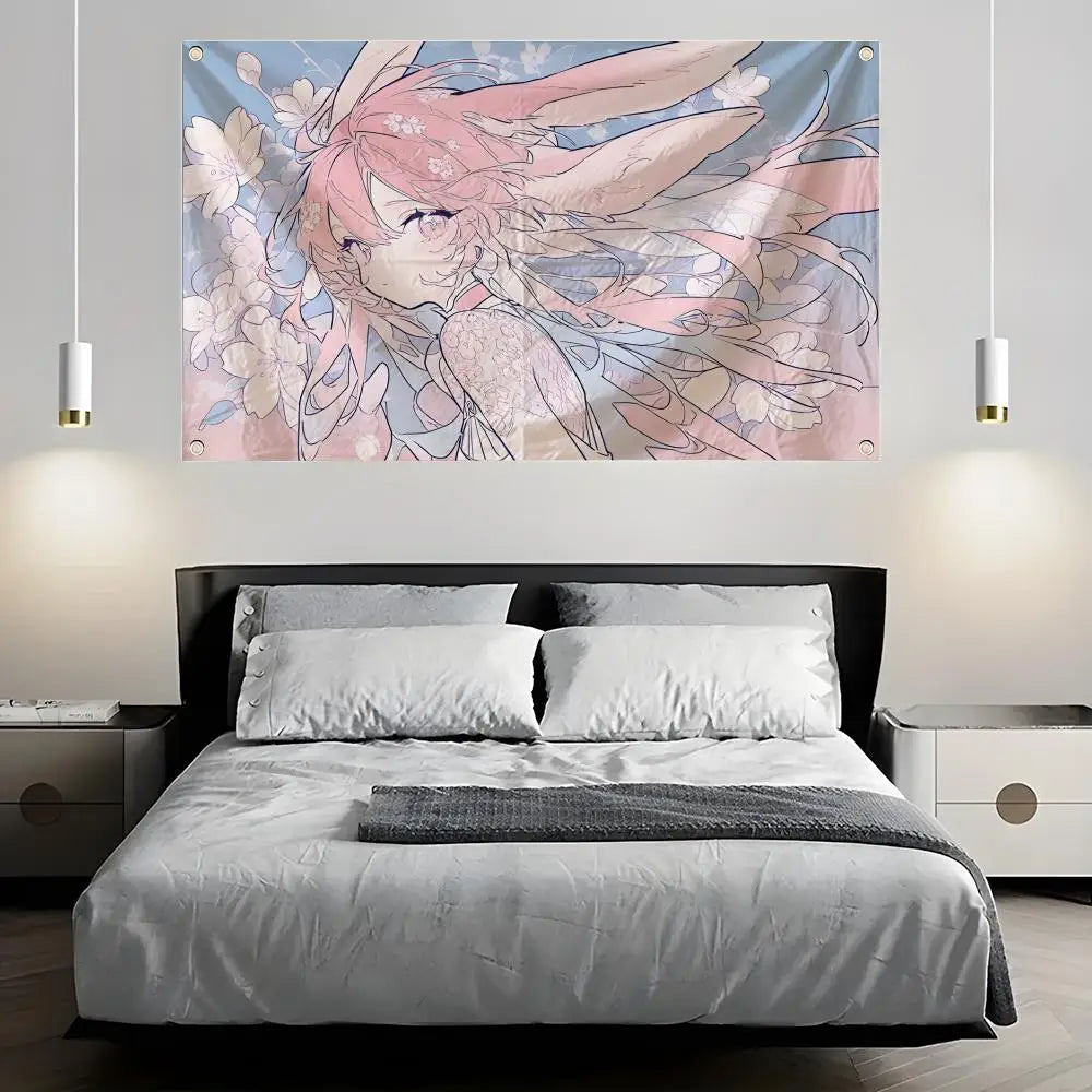 Anime Angel Girls Kawaii Wall Flag – 6 Sizes | Indoor & Outdoor