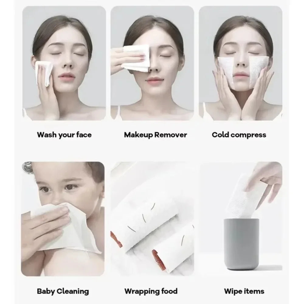 100-Count Disposable Cotton Face Towels | Makeup Remover Wipes