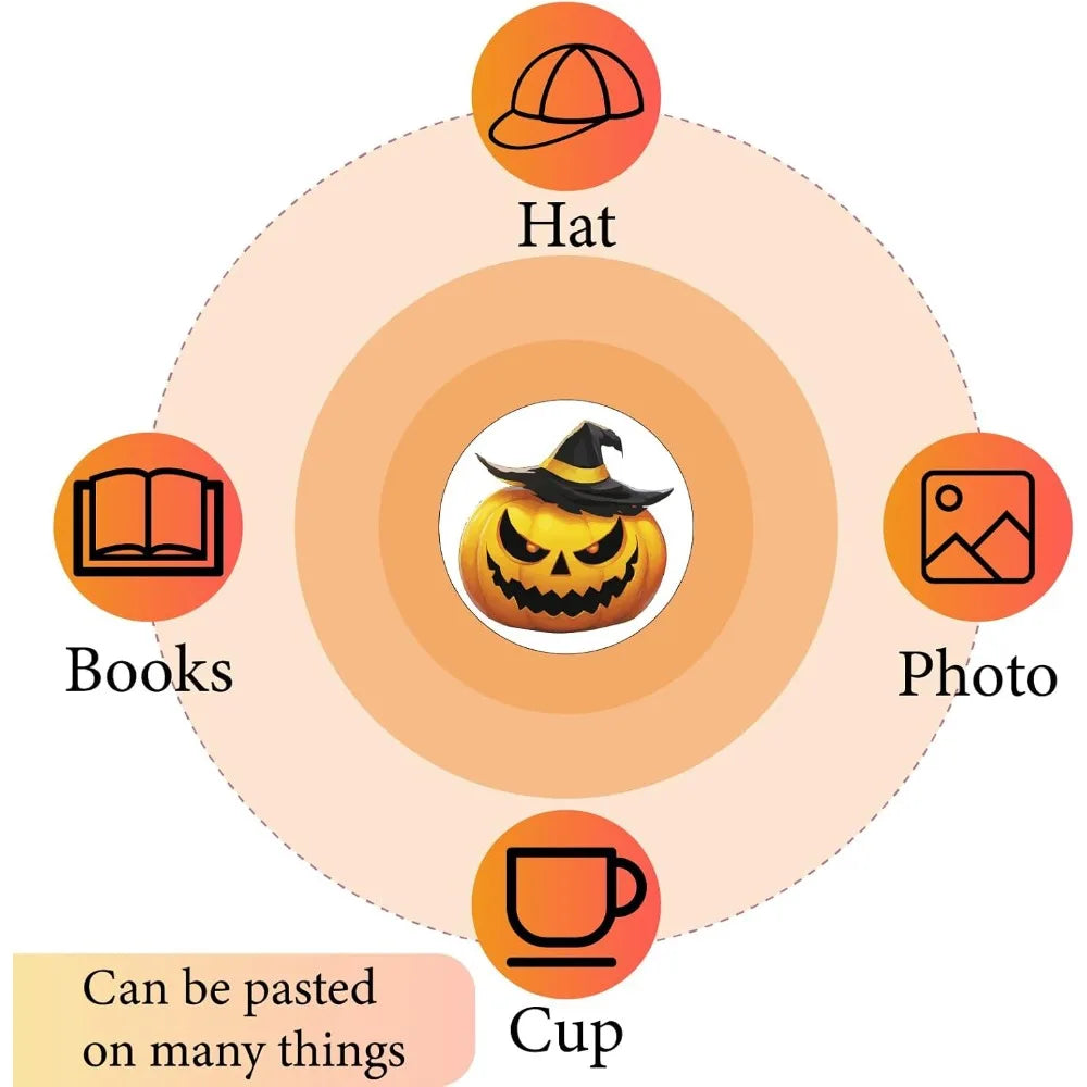 128-Pc Halloween Pumpkin Round Stickers – Waterproof Decals