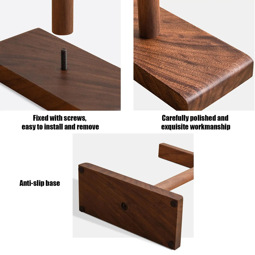 Wooden Headphone Stand Walnut Rack Rustic Desktop Hanger Universal