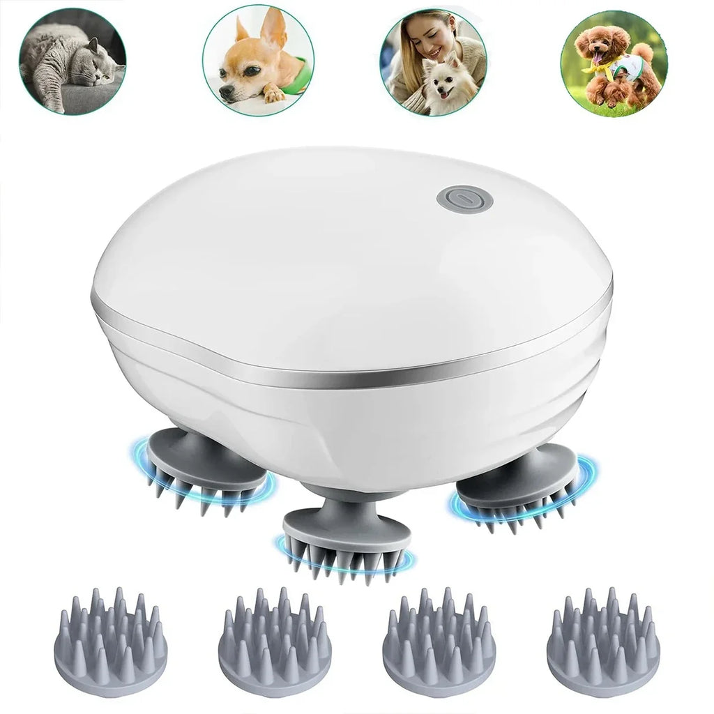 2-in-1 Electric Scalp Cleaner Pet Massager Deep Vibration Brush Hair