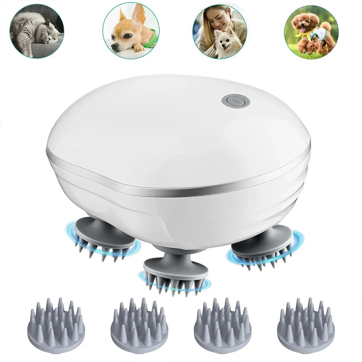 2-in-1 Electric Scalp Cleaner Pet Massager Deep Vibration Brush Hair