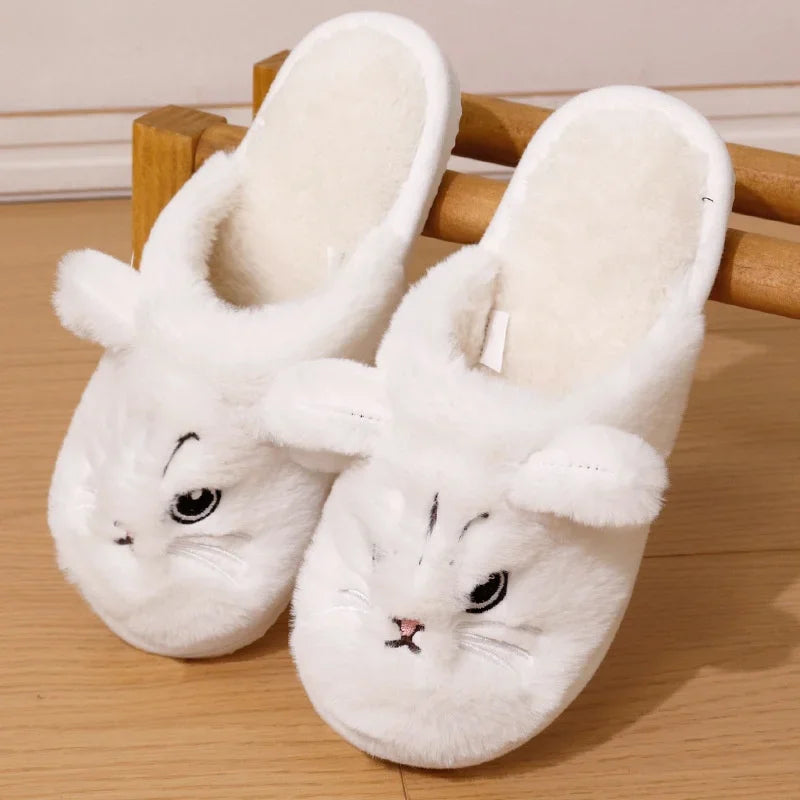 Cute Cat Cotton Slippers – Warm Anti-Slip Indoor Home Shoes