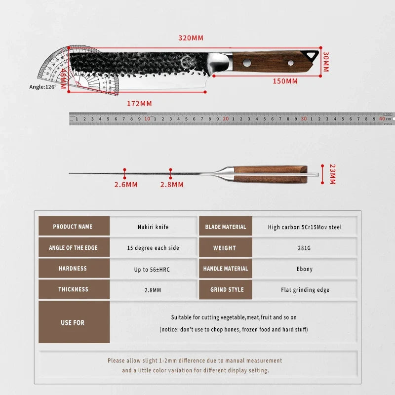 Grandsharp Japanese Nakiri Knife – High Carbon Steel Vegetable Knife