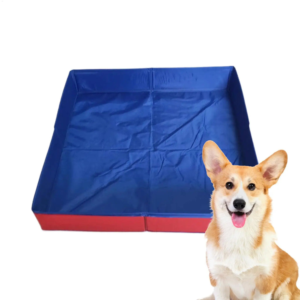 Foldable PVC Dog Bath Tub – Anti-Slip Square Pet Pool