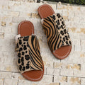 UXST Women's Leopard Print Flat Sandals – Non-Slip Summer Slides