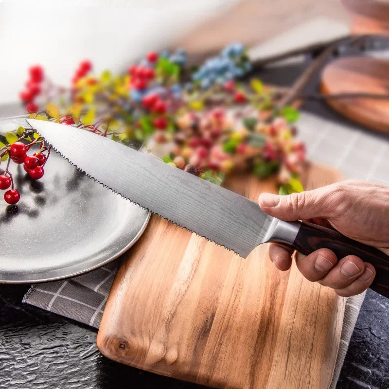 8-Inch Serrated Stainless Steel Bread & Kitchen Knife