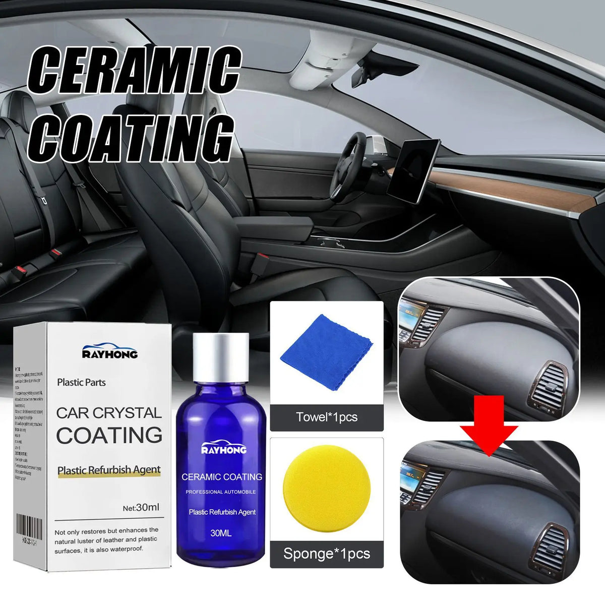 RayHong Car Ceramic Coating Plastic Restorer & Interior Detailer