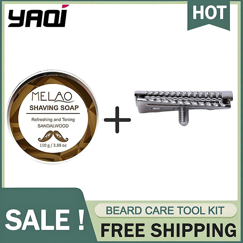 Yaqi Chrome Double-edged Slant Razor Head Sandalwood Soap