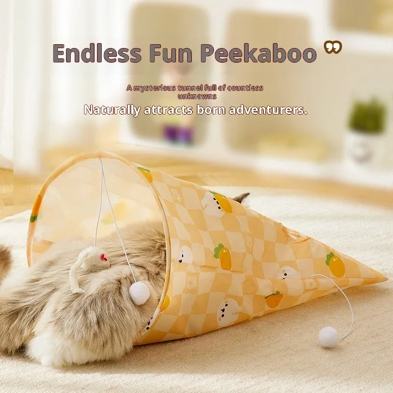 Foldable Ring Paper Cat Tunnel Toy Drill Pocket Rolling Earth Dragon
