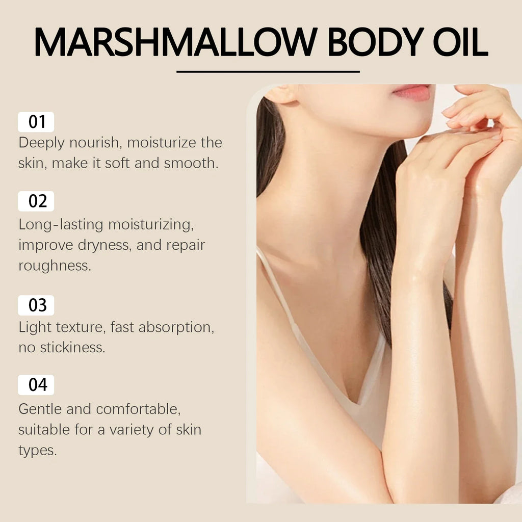 OceAura Marshmallow Body Oil – Sweet Caramel Scented Moisturizer