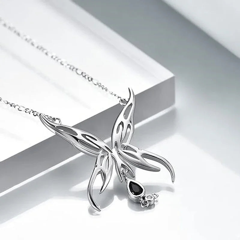 Huitan Black Butterfly Pendant Necklace | Women's Fashion Jewelry