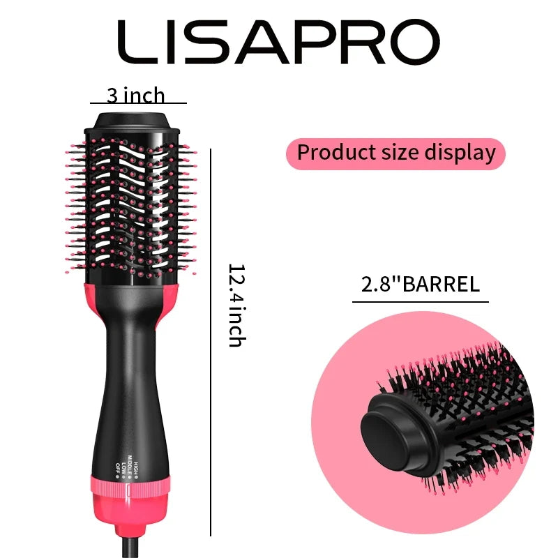 LISAPRO 3-in-1 Hot Air Brush | Hair Dryer & Volumizer 1000W
