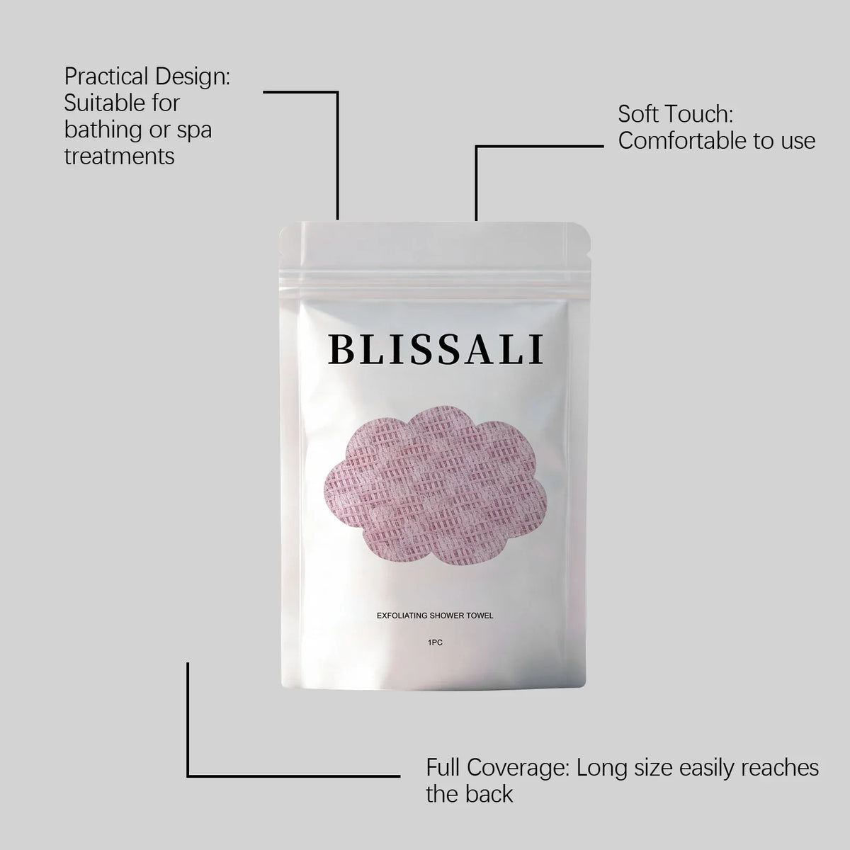 Dual-Sided Exfoliating Body Towel – Back Scrubber & Bath Sponge