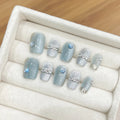 Cat Eye Press On Nails Glitter Dot Short False Nails 10pcs
