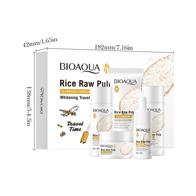 BIOAOUA 5-Piece Rice Extract Brightening Travel Skincare Set