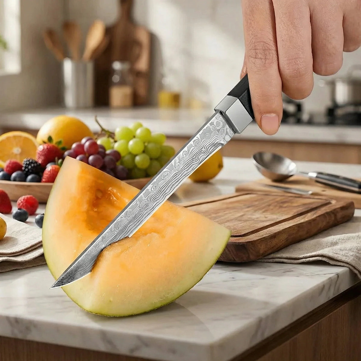 Damascus Steel Boning & Fruit Knife – Sharp Kitchen Blade