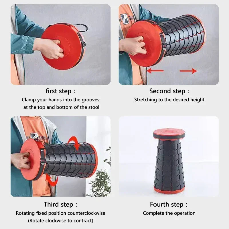 Portable Folding Stool – Adjustable Accordion Chair