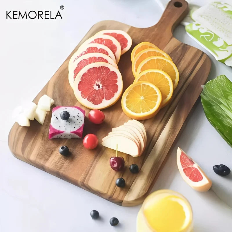 Acacia Wood Cutting Board with Handle | Meat, Cheese & Charcuterie