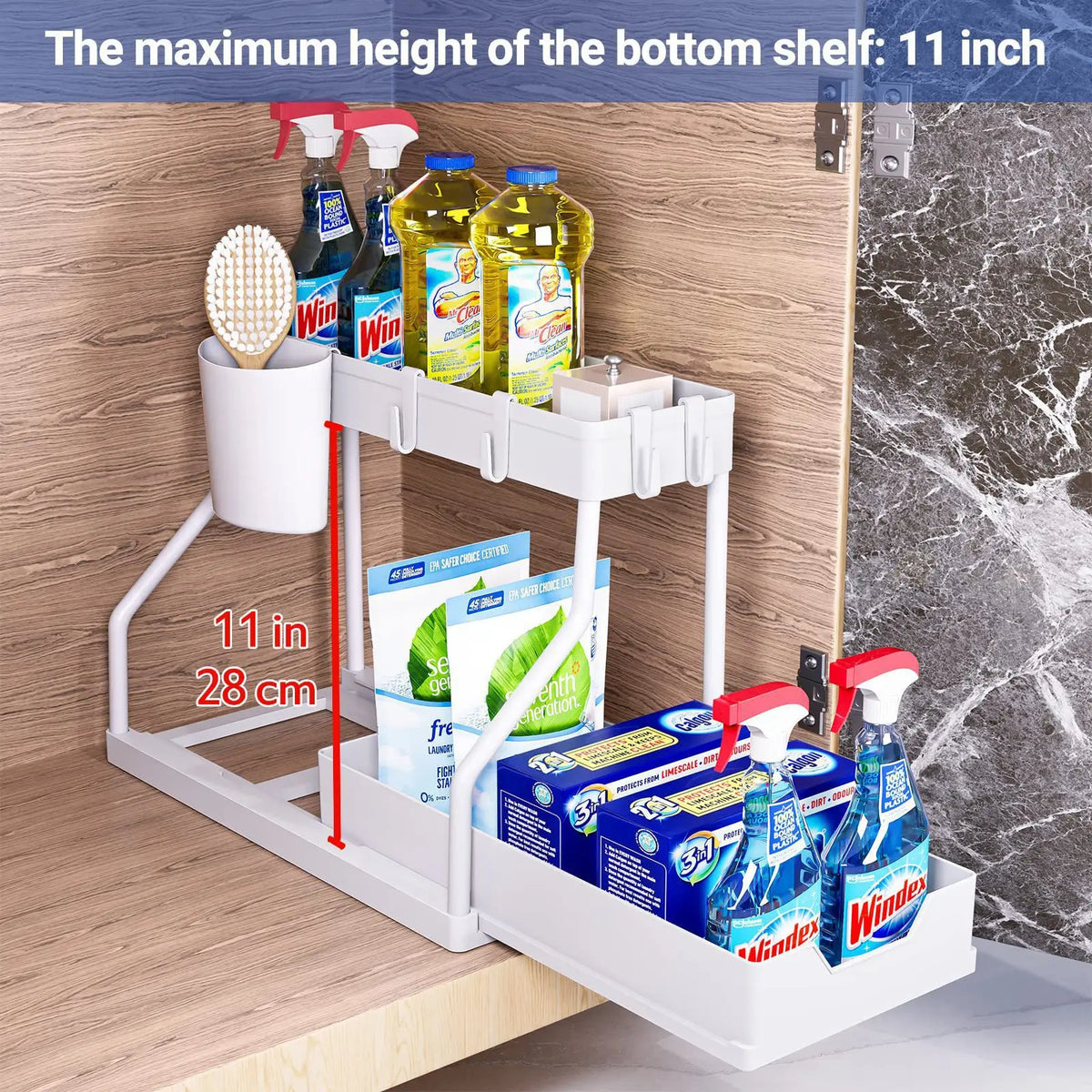 Double Layer Storage Rack Pull-out Box Cabinet Sink Organizing Racks