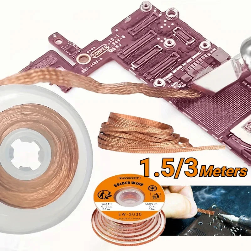 Copper Desoldering Wick Braid – Flux Solder Remover Mesh Tape