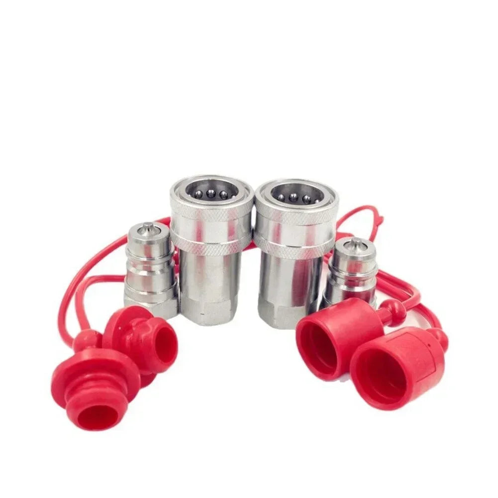 Hydraulic Quick Connect Coupler Set NPT 1/2" & 1/4" + Dust Cap