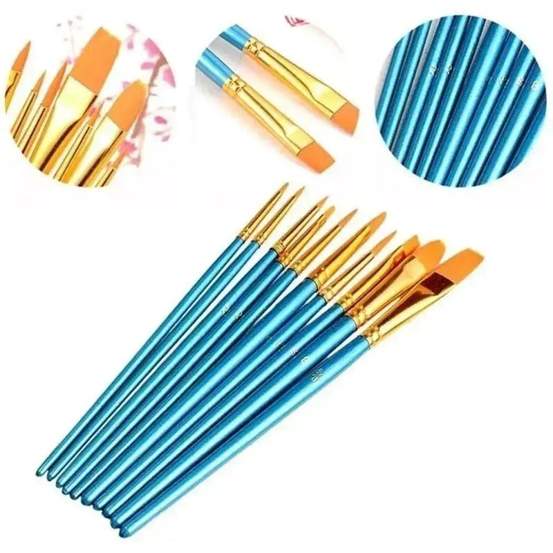 10-Piece Artist Paint Brush Set – Acrylic, Oil & Watercolor