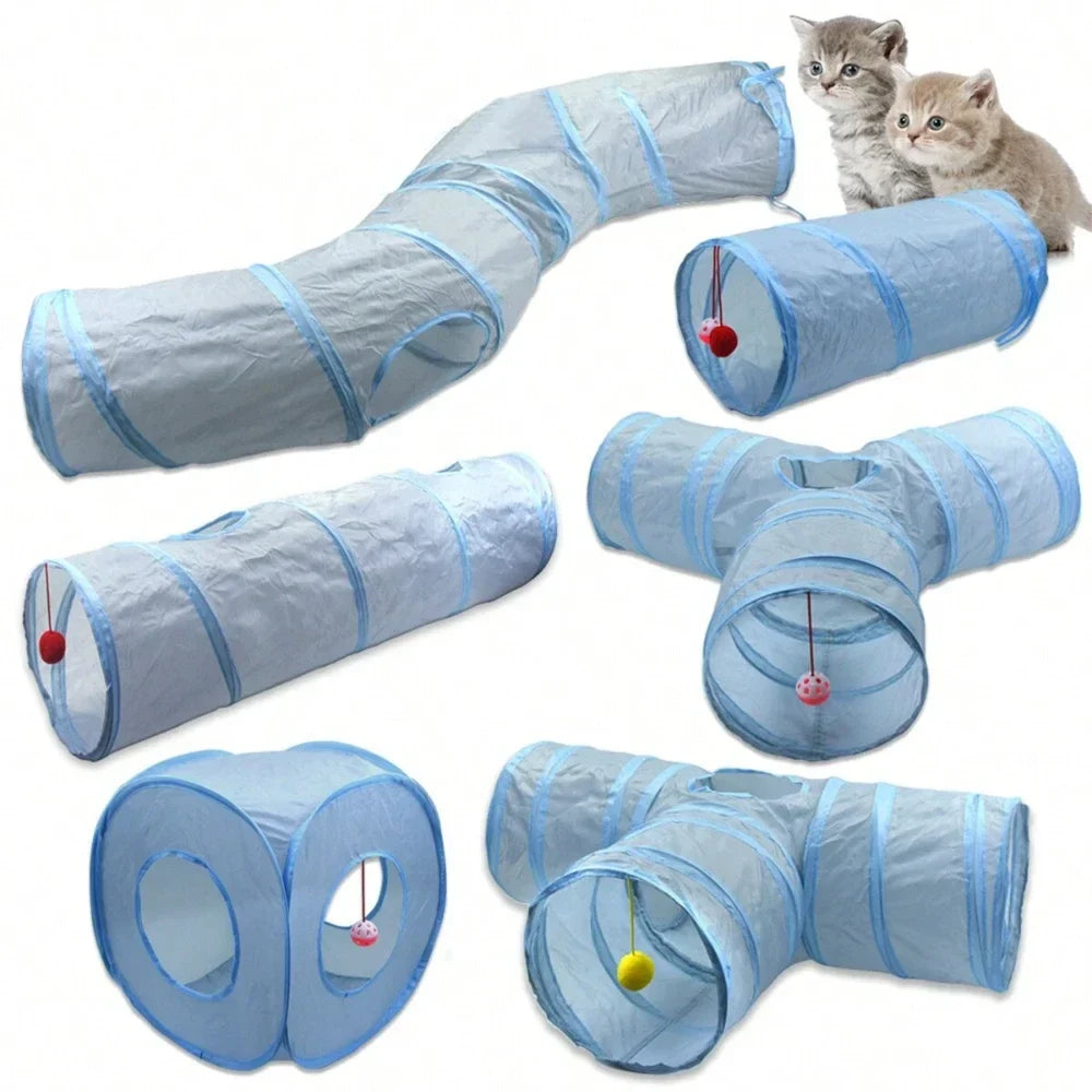 3-Way Foldable Cat Tunnel Toy with Peep Hole | Interactive