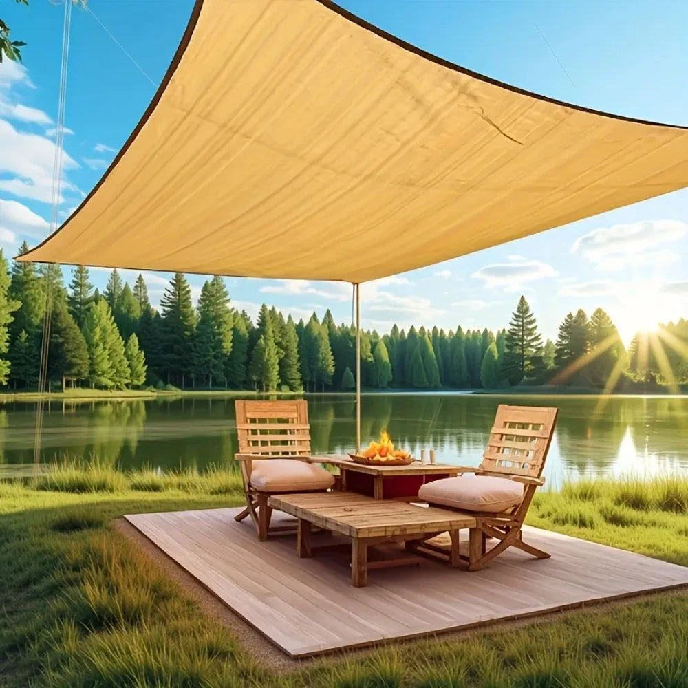 Heavy-Duty PE Sun Shade Sail – Large Square UV Block Beige