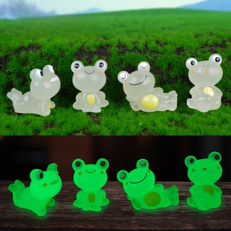 Mini Fluorescent Little Frog Ornament Miniature Figures Tiny Resin