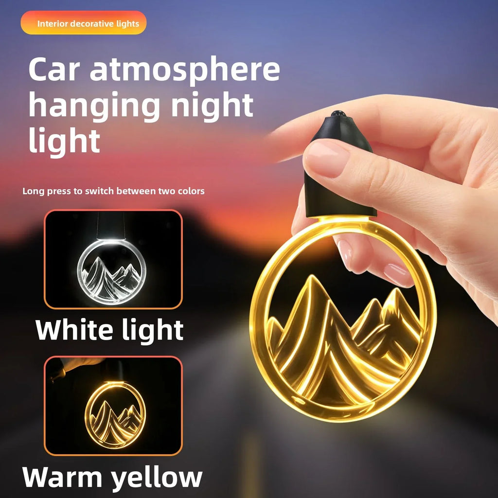 LED Mountain Pendant Car Light – Dual Color Ambient Interior Lamp