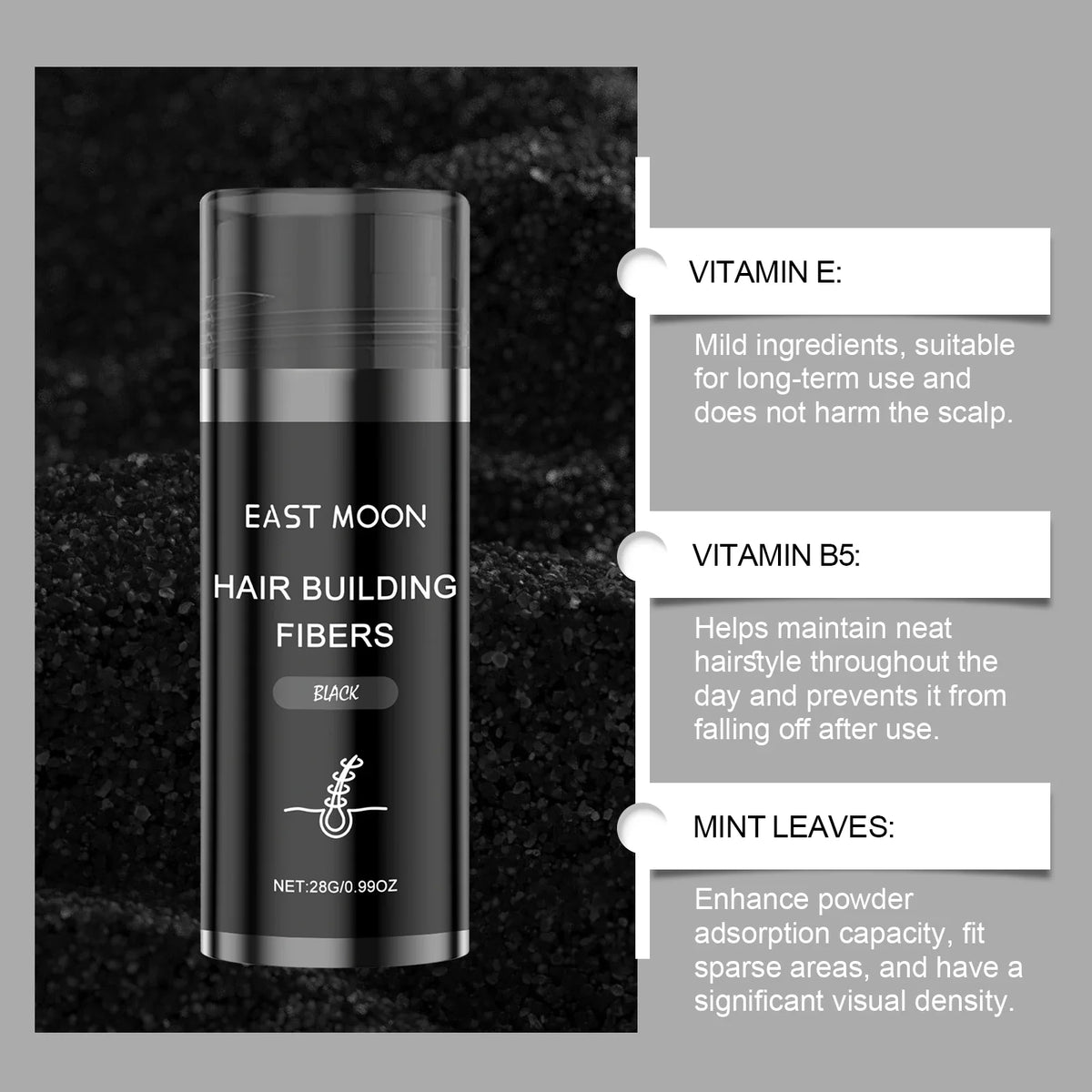 Vitamin E Hair Building Fibers Powder for Fuller Hair