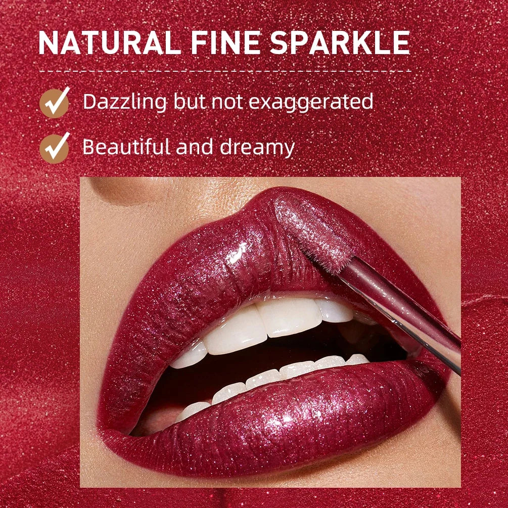 QIBEST Glitter Shimmer Lip Gloss – Waterproof Liquid Lipstick