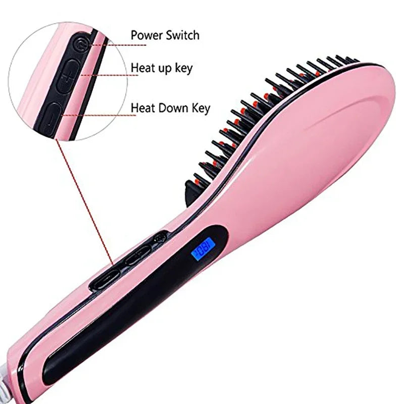 Ceramic Electric Hair Straightener Brush & Beard Comb | 1800W