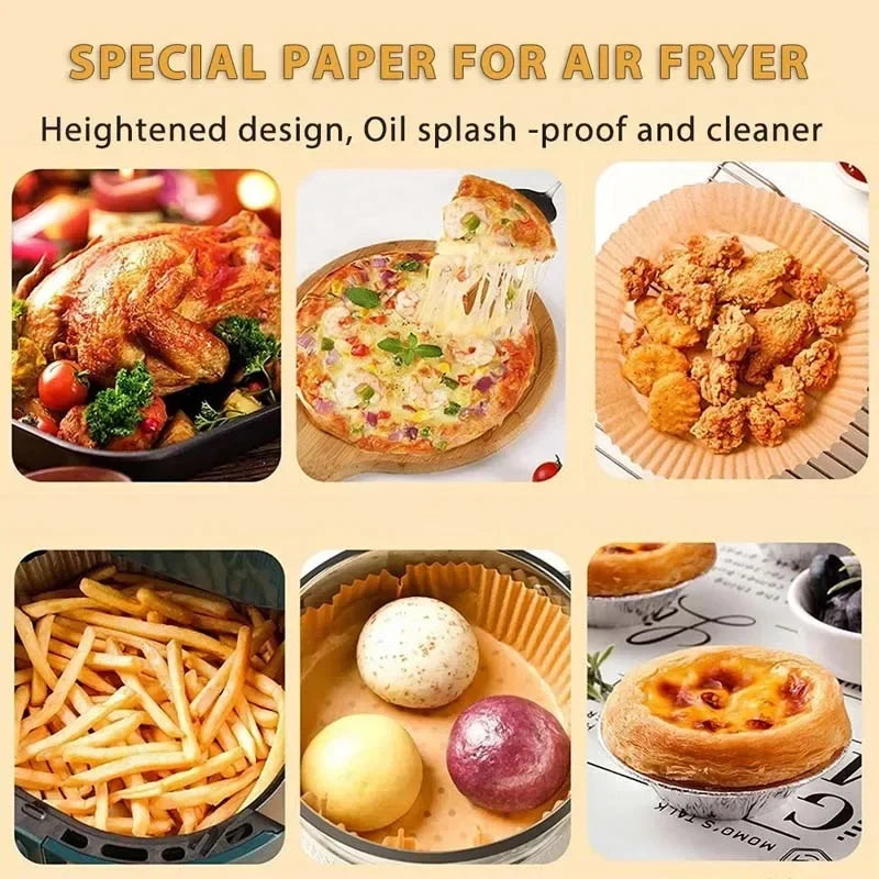 Square Air Fryer Parchment Liners 50/100pcs Non-Stick Disposable