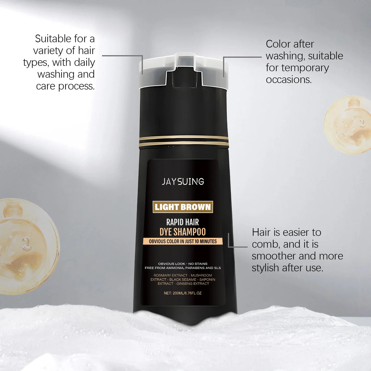 Jaysuing 3-in-1 Men's Hair Dye Shampoo – Gray Coverage 200ml