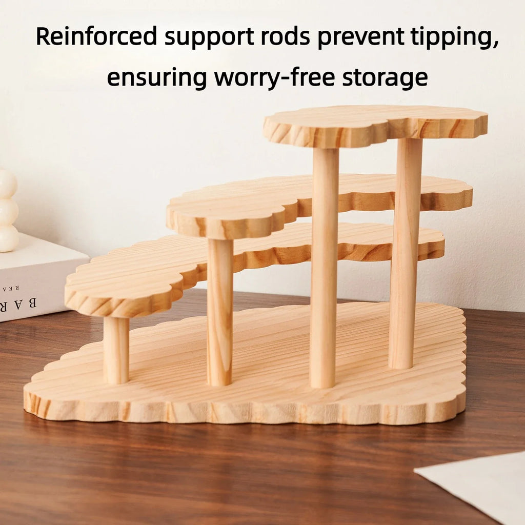 Solid Wood Fan-Shaped Ladder Display Rack | Multi-Layer Organizer