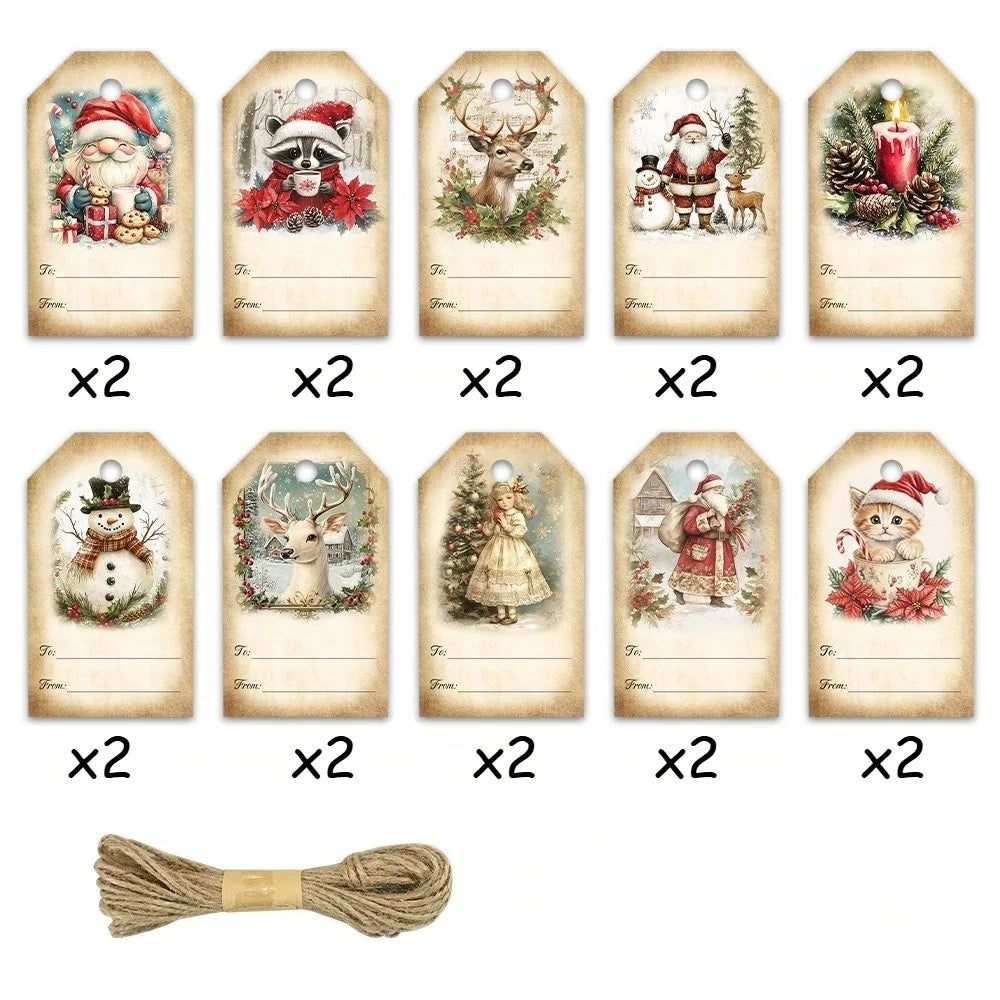 Christmas Gift Tags – Santa, Snowmen & Deer | 20/40 Pcs Set