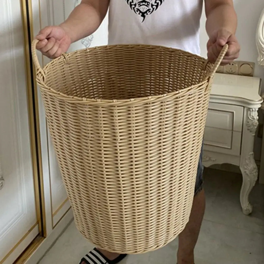 Foldable Rattan-Style Laundry Basket | Wicker Storage Basket
